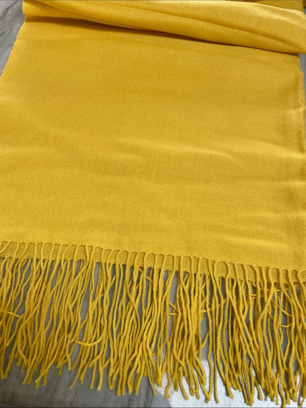 Nordstrom Vibrant Yellow Cashmere Fringed Wrap Scarf